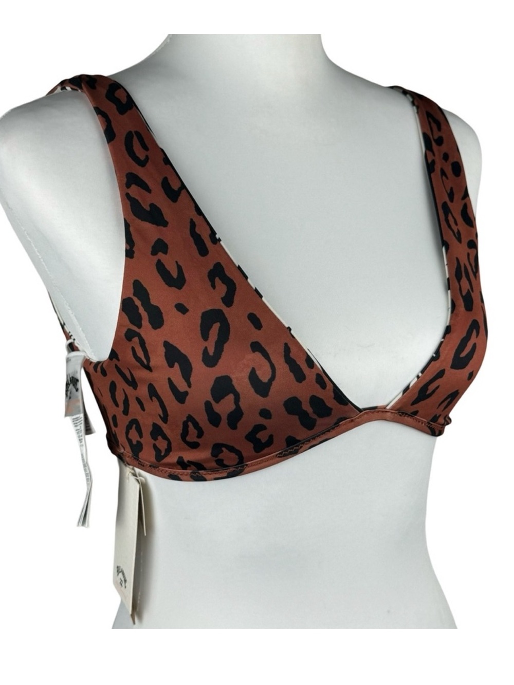 NWT Billabong Spotted N Paradise Reversible Ava Tank Bikini Top Leopard Tropical - Picture 14 of 15